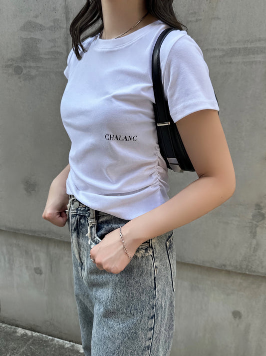 SIDE SHIRRING TOPS / WHITE