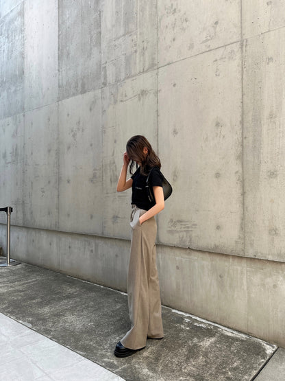 SIDE SHIRRING TOPS / BLACK