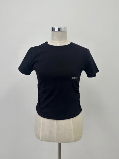 SIDE SHIRRING TOPS / BLACK