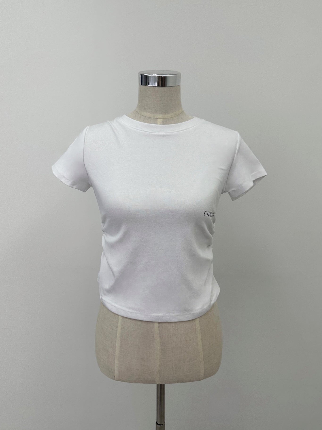 SIDE SHIRRING TOPS / WHITE