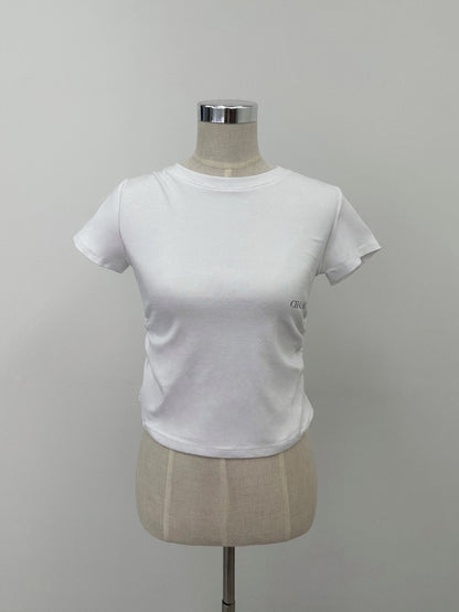 SIDE SHIRRING TOPS / WHITE