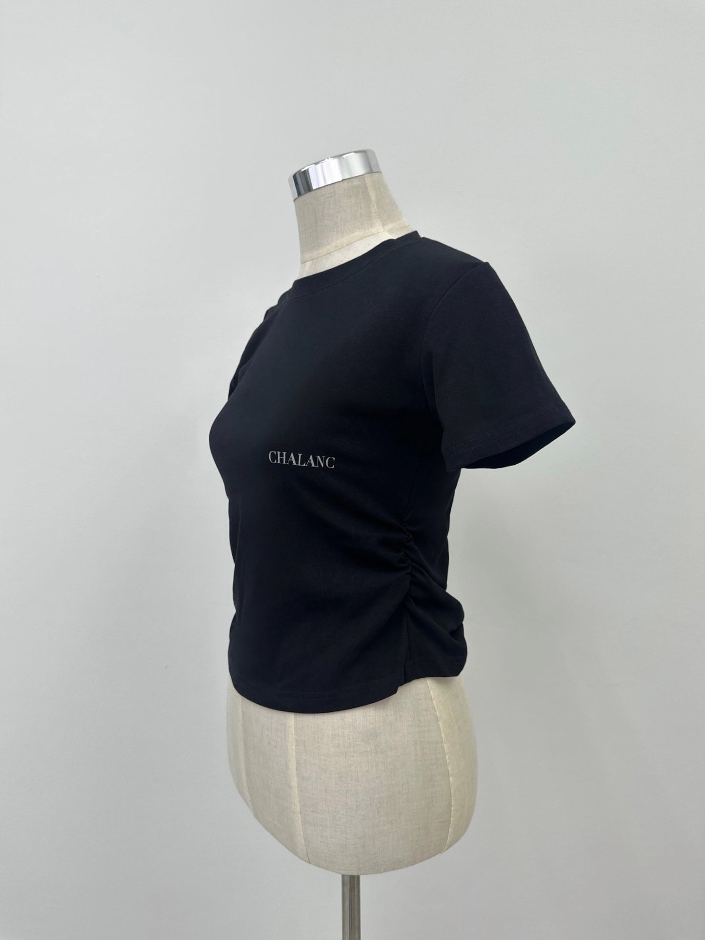SIDE SHIRRING TOPS / BLACK