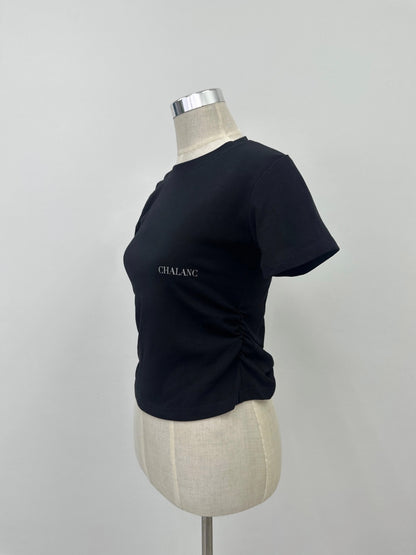 SIDE SHIRRING TOPS / BLACK