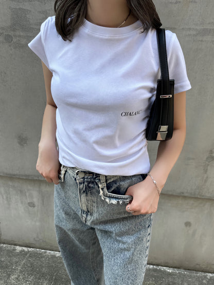 SIDE SHIRRING TOPS / WHITE